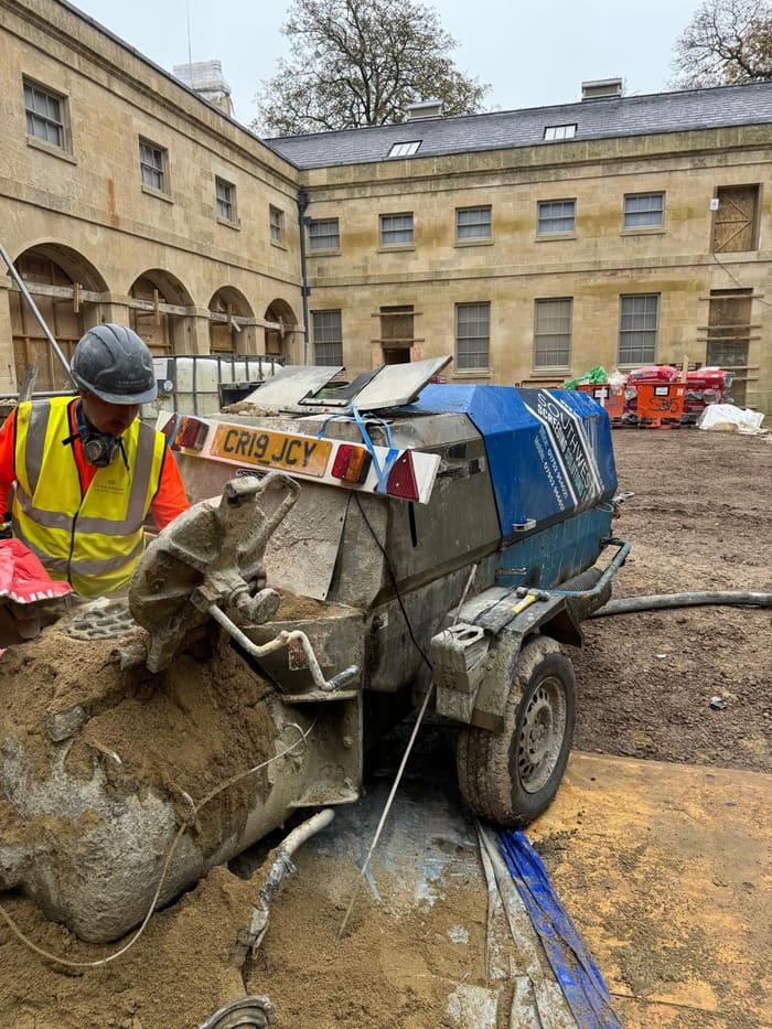 Site mixing limecrete with a force action mixer